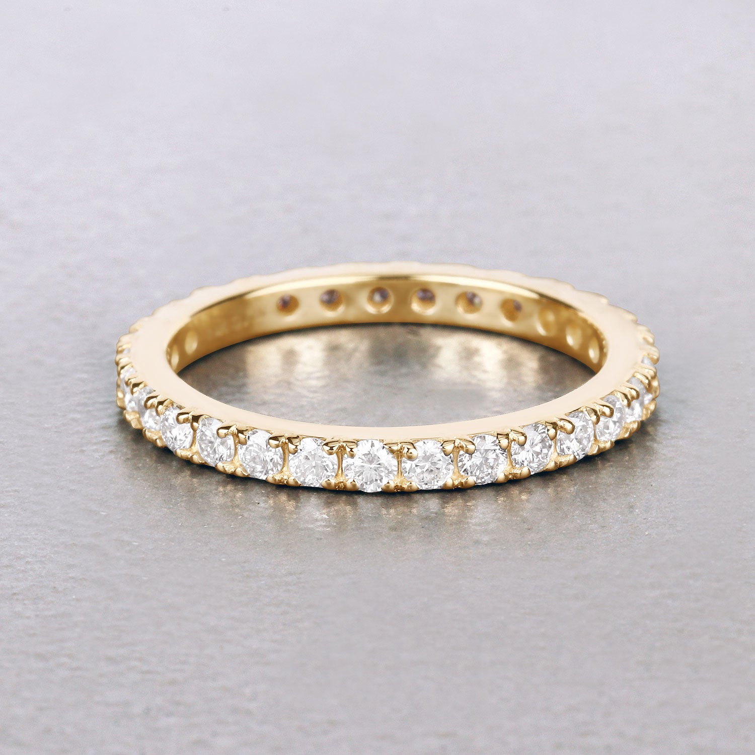 1.00ct Round Lab Grown Diamond Prong Band 14K Yellow Gold Ring image 2
