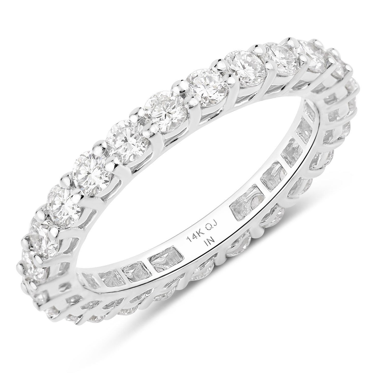 1.50ct Round Lab Grown Diamond Prong Band 14K White Gold Ring image 1