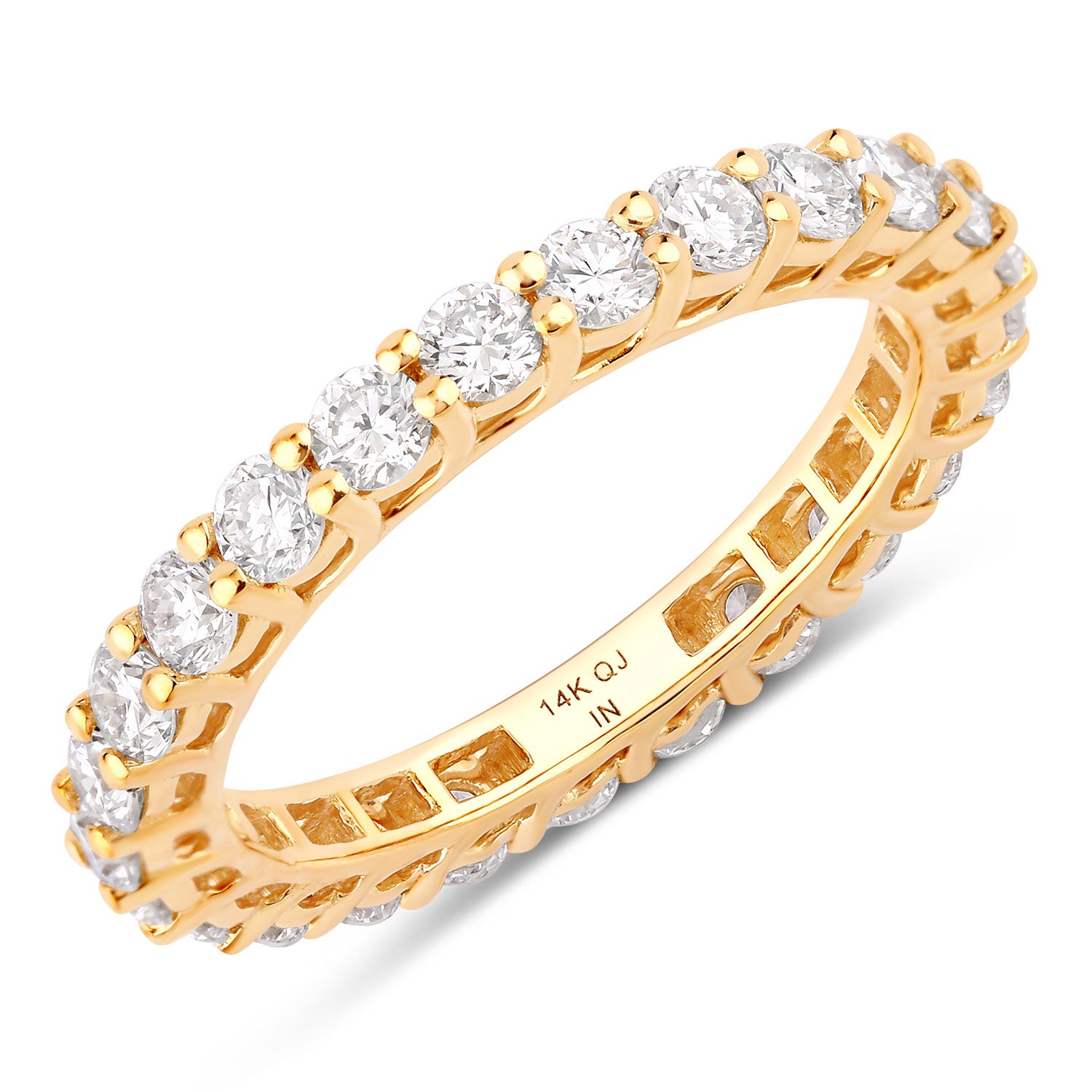 1.50ct Round Lab Grown Diamond Prong Band 14K Yellow Gold Ring image 1