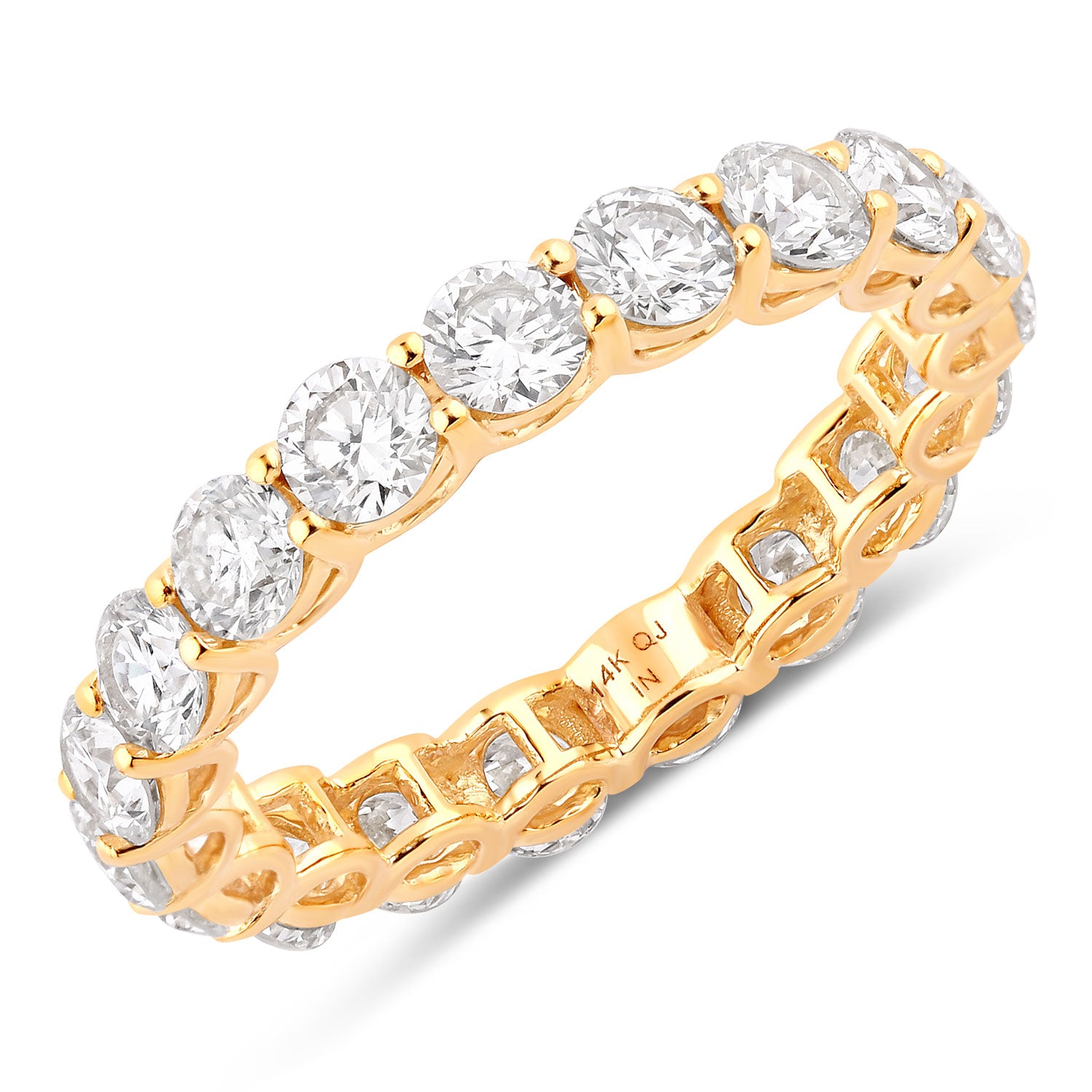 3.00ct Round Lab Grown Diamond Prong Band 14K Yellow Gold Ring image 1