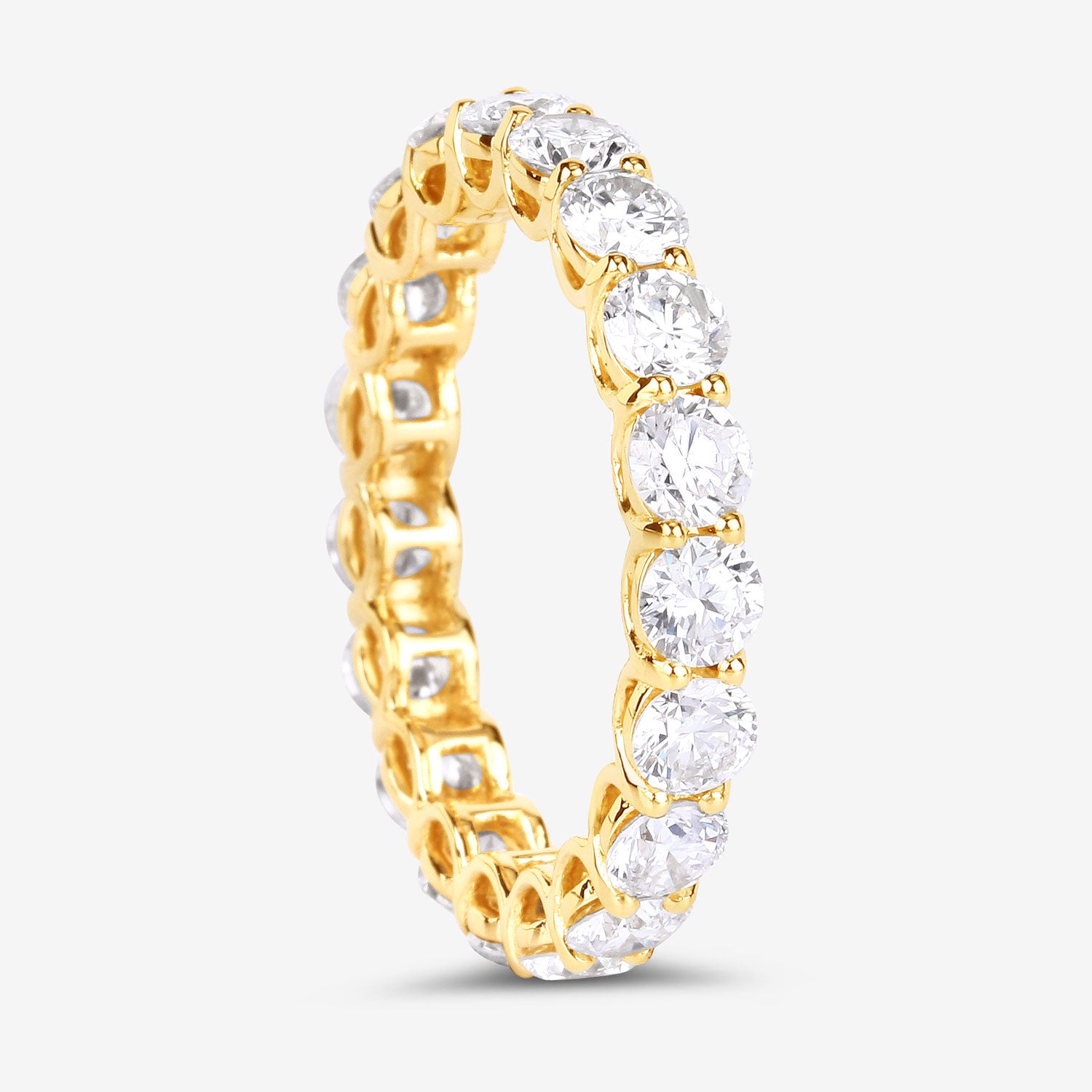 3.00ct Round Lab Grown Diamond Prong Band 14K Yellow Gold Ring image 5