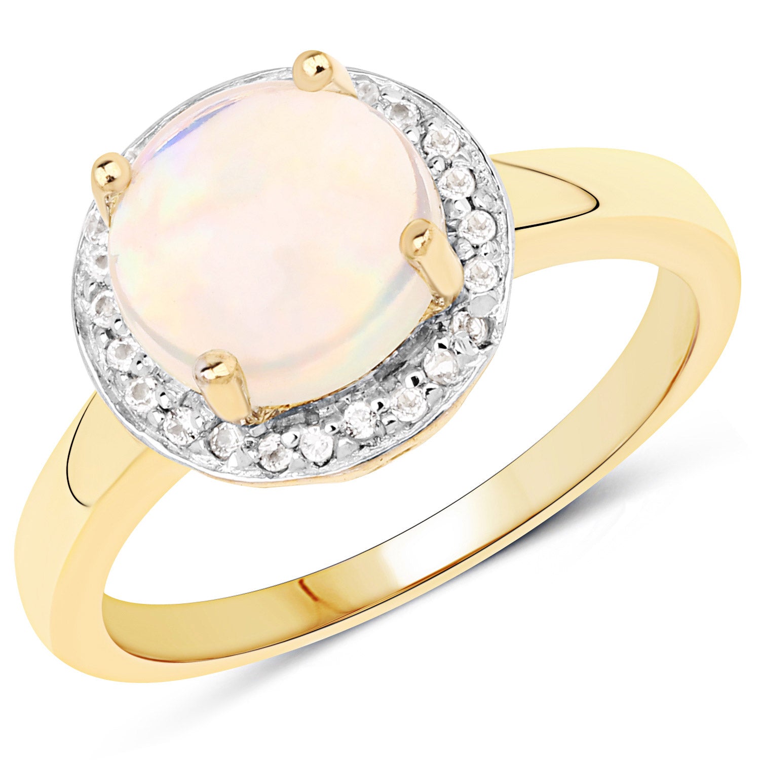 Genuine 925 Sterling Silver Ethiopian White Opal Ring