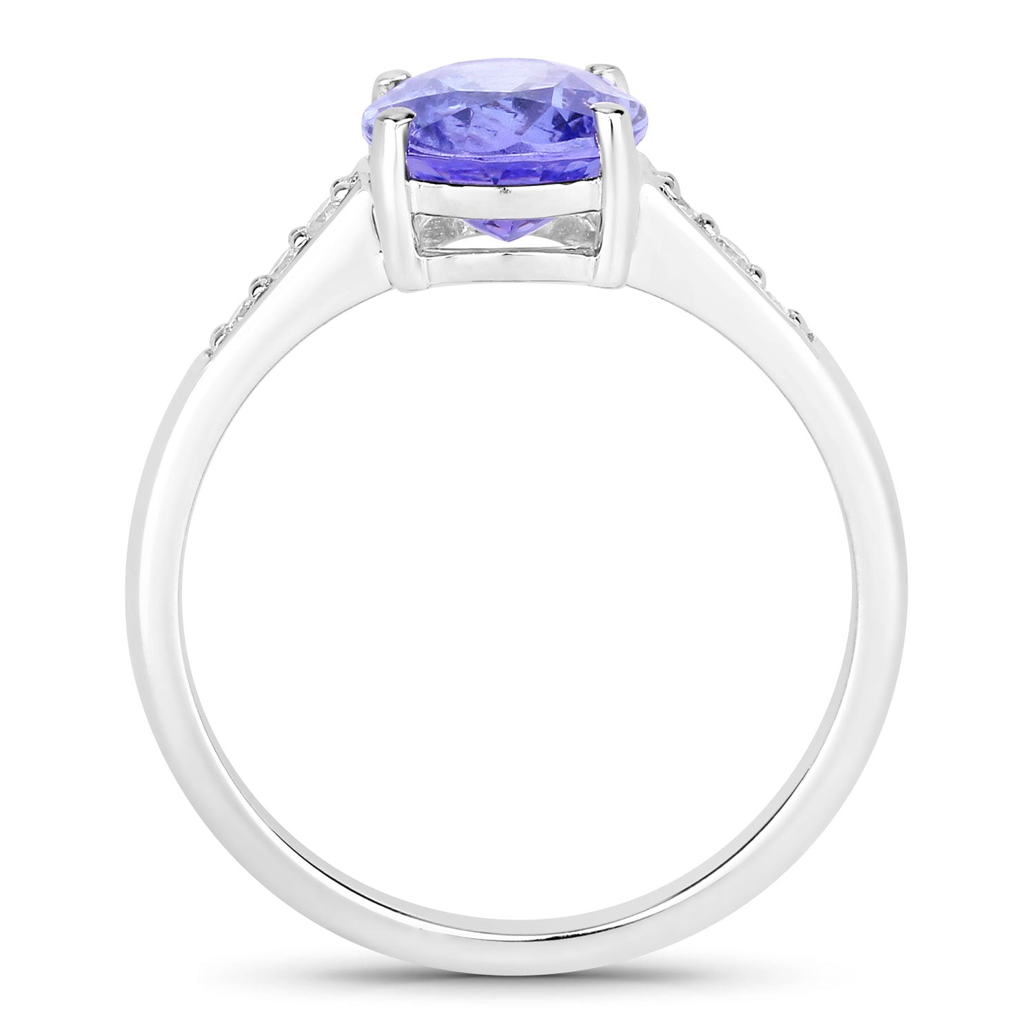 2.58 Cttw Oval Violet Tanzanite Lab Grown Diamond Rhodium over Silver Bridge Ring