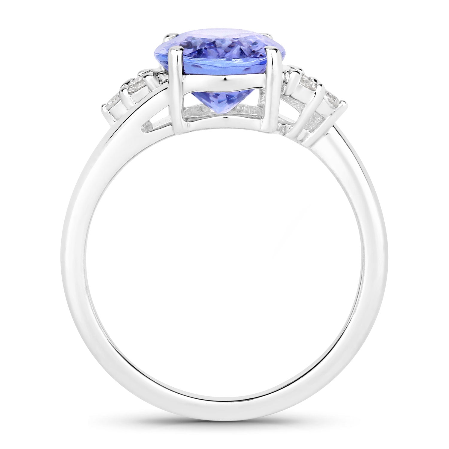 3.63 Cttw Oval Violet Tanzanite and Lab Grown Diamond Rhodium over Silver Bypass Ring