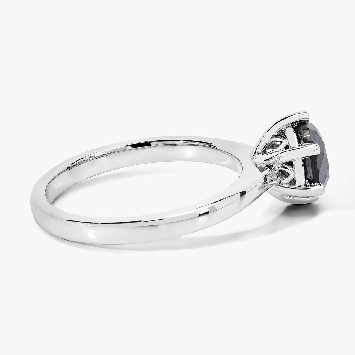 1.69 Cttw Round Black Diamond Rhodium over Silver Solitaire Ring