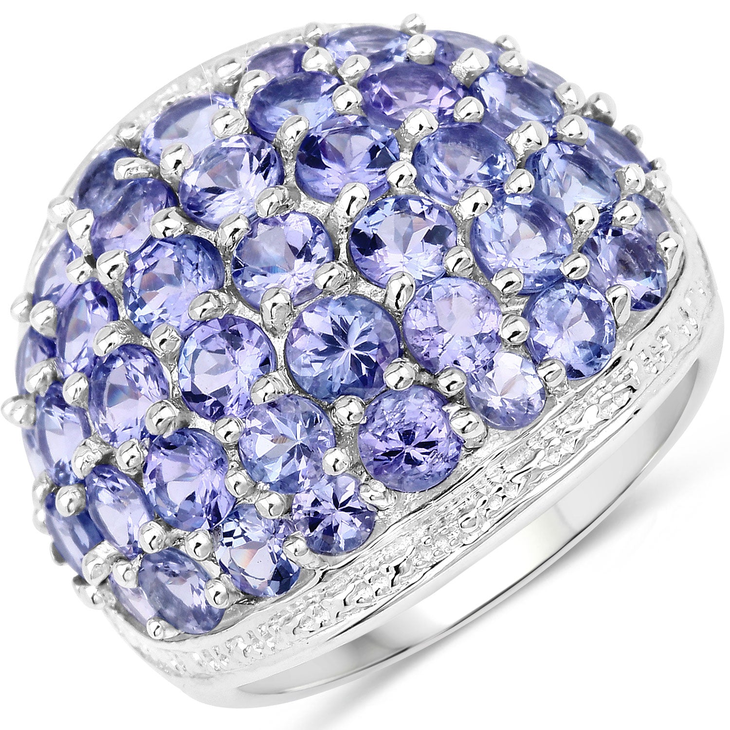 3.62 Cttw Round Violet Tanzanite Rhodium over Silver Cluster Ring
