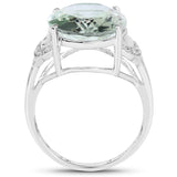 Genuine Green Amethyst Silver Ring