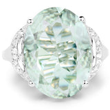 Genuine Green Amethyst Silver Ring