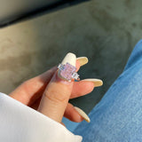 Pink Zircon Ring Radiant Pink Cocktail Ring Pink Cz Ring Zircon Engagement Ring - FineColorJewels