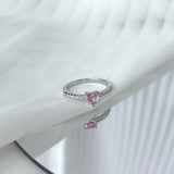 rings for women pink rings for women engagement rings best gift for women gift for women pink heart ring Anniversary Ring best ring gift affordable ring silver pink ring pink princess ring heart shape ring promise ring - FineColorJewels