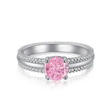 Pink CZ Round Solitaire Ring - FineColorJewels