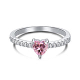 Pink Zirconia Ring Pink Cz Gemstone Heart Shaped Ring 925 Sterling Silver Princess Pink Ring Promising Ring Valentines Day gift For Women - FineColorJewels