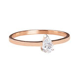 Diamond Teardrop 10K Rose Gold Solitaire Ring