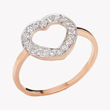 Diamond Heart Shaped 10k Rose Gold Ring - FineColorJewels