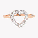 Diamond Heart Shaped 10k Rose Gold Ring - FineColorJewels