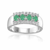 Emerald Statement Ring with Moissanite in 925 Sterling Silver - FineColorJewels