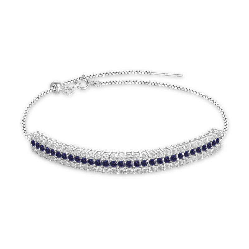 Blue Lab-Created Sapphire Bangle in Sterling Silver – 6.5