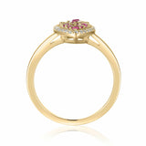 Natural Ruby Heart Cocktail Ring in Gold Plated Silver Red Ruby Statement Heart Ring- FineColorJewels