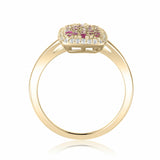 Ruby Cocktail Engagement Ring in Yellow Gold Plated Sterling Silver - FineColorJewels