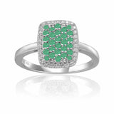 Natural Emerald Cocktail Ring in Sterling Silver Emerald Statement Ring for Women Square Statement Ring Green Gemstone Statement Ring- FineColorJewels