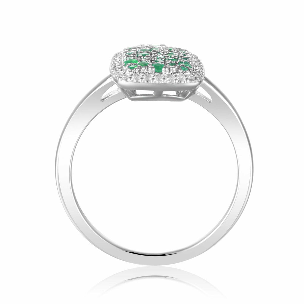Emerald Cocktail Ring in 925 Sterling Silver - FineColorJewels
