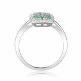 Cocktail Ring in Sterling Silver Emerald - FineColorJewels