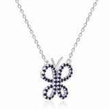 Blue Sapphire Butterfly Necklace - FineColorJewels