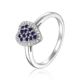 Statement Sapphire Engagement Ring with Moissanite in 925 Sterling Silver - FineColorJewels