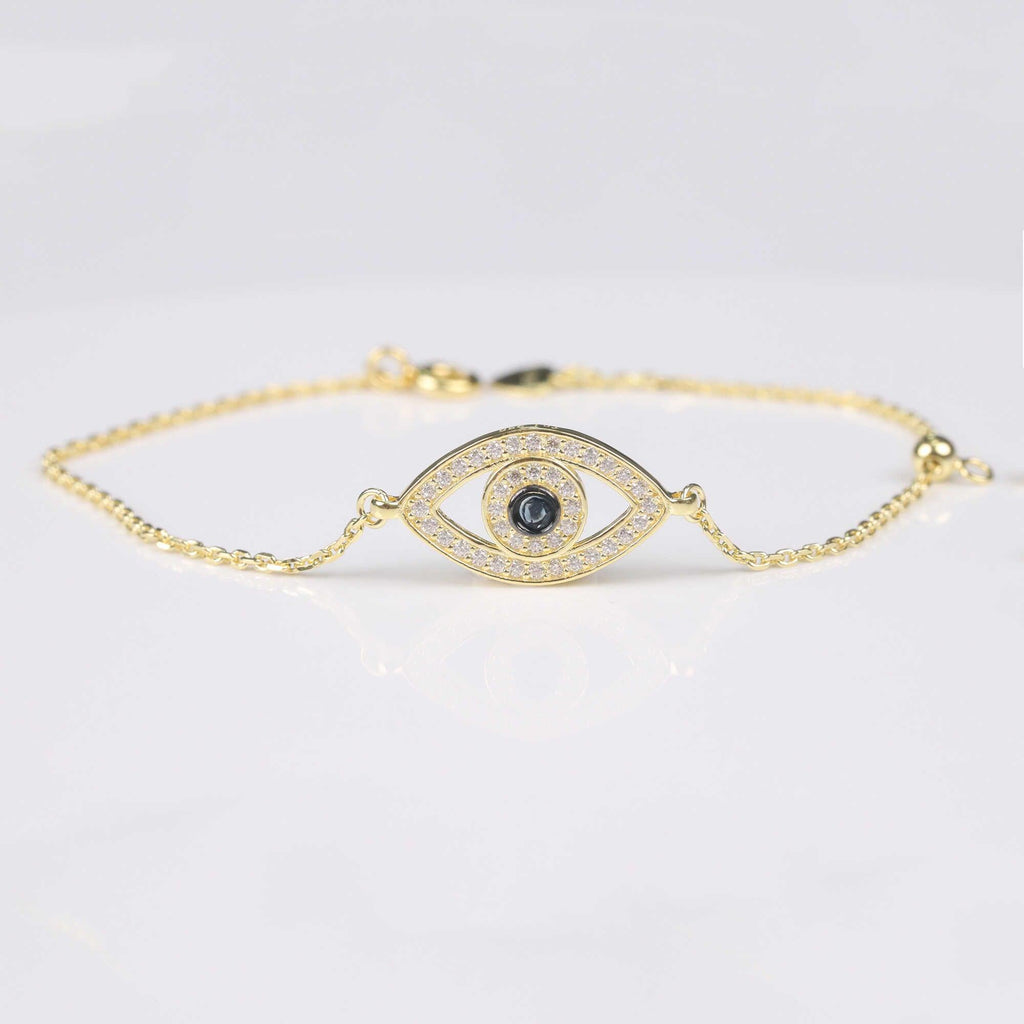 Modern Sapphire Evil Eye Bracelet - FineColorJewels