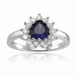 Blue Sapphire Heart Ring Blue Sapphire September Birthstone Ring Silver Heart Ring Gift For Women - FineColorJewels