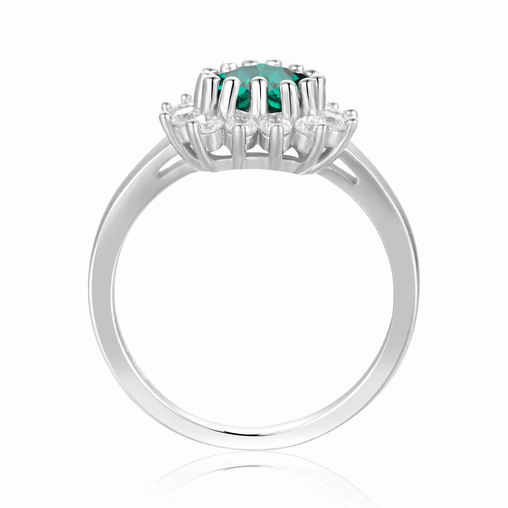 Emerald Halo Heart Ring - FineColorJewels