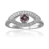 Created Alexandrite Evil Eye Ring with Moissanite Accents - FineColorJewels