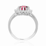 Ruby Halo Heart Ring - FineColorJewels