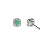 Emerald Halo Earrings - FineColorJewels