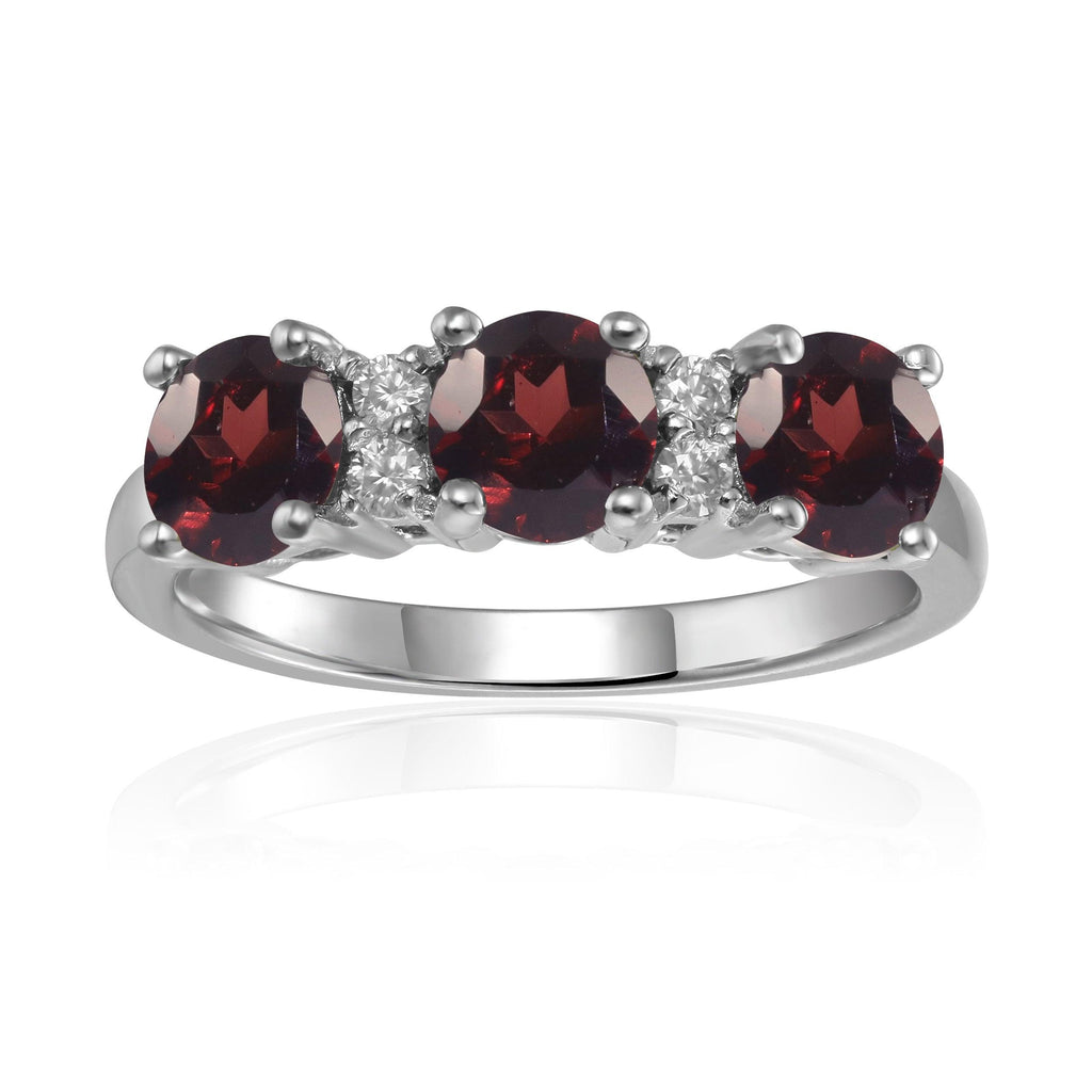 Garnet Three Stone Ring - FineColorJewels