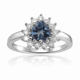 London Blue Topaz Heart Ring Sterling Silver Statement Ring Blue Heart Gemstone Ring - FineColorJewels