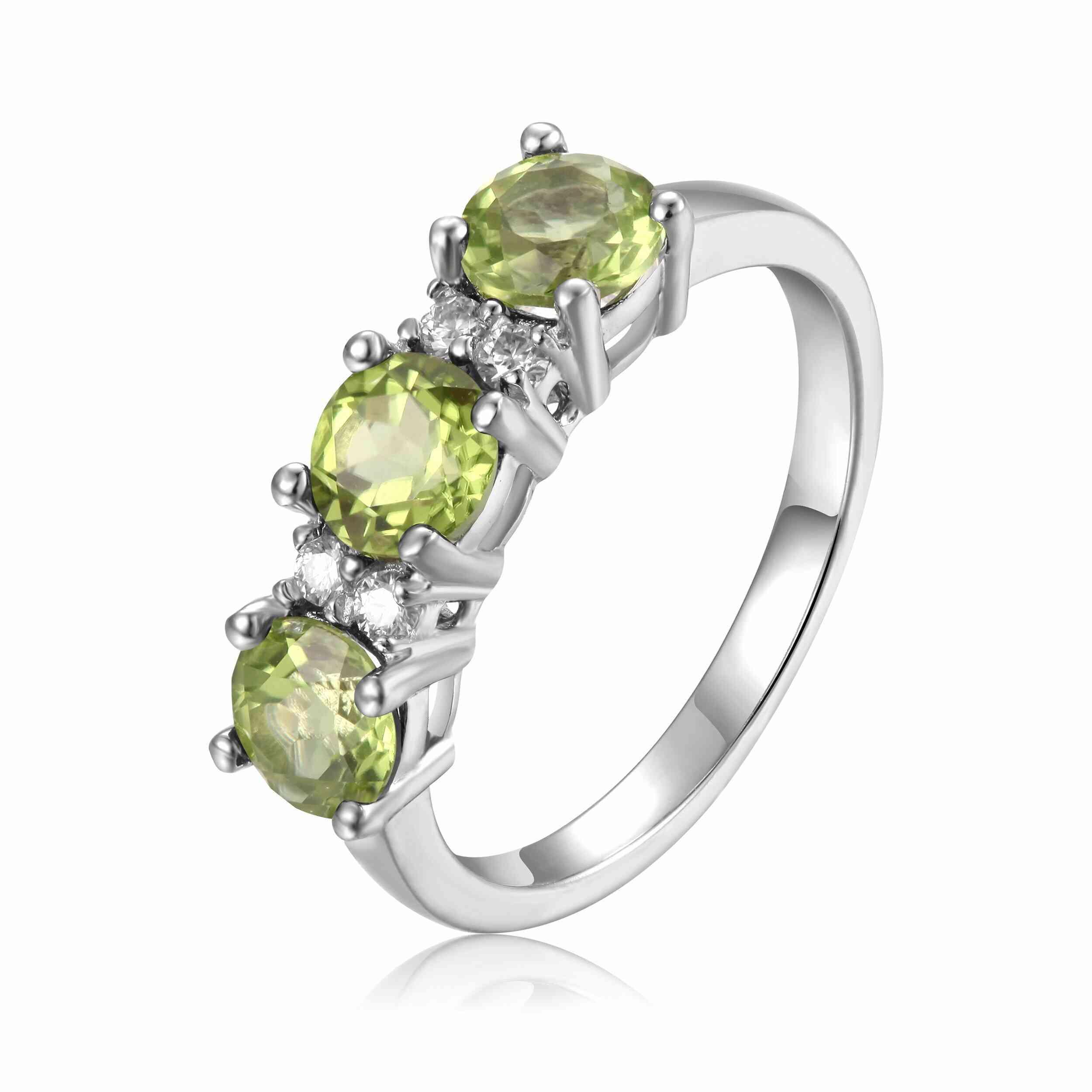 28.5 Ct Natural Olive Peridot Gemstone Silver Plated Ring - Sizes 7, 8, 9