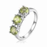 Three Stone Ring for Women 925 Sterling Silver Ring- FineColorJewels