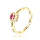 Natural Ruby Solitaire Engagement Ring Ruby Square Ring 