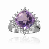 Pink Amethyst Ring Sterling Silver February Birthstone Ring - FineColorJewels