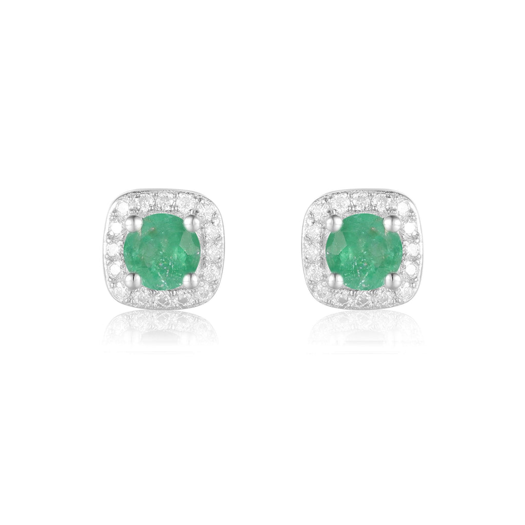 Emerald Halo Earrings - FineColorJewels
