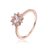 Evergreen Solitaire Rose Gold Plated Sterling Silver Ring with White Topaz - FineColorJewels