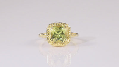 video of Yellow Cushion Cut Ring 18K Yellow Gold Plated Sterling Silver Ring  Gift For Women