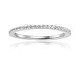 Dainty All Natural White Sapphire Round cut Sterling Silver Eternity Ring - FineColorJewels