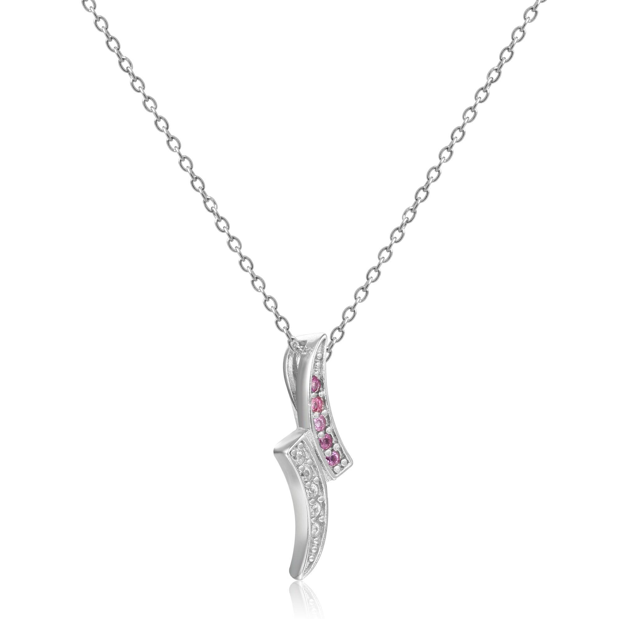 Pink Sapphire Dainty Pendant Necklacepink sapphire	white sapphire	925 sterling silver	pendant necklace	sapphire pendant	genuine sapphire	sapphire necklace	fashion necklace	pink dainty necklace	pink petite necklace	Barbie necklace	Women Disney jewelry	Princess Jewelry - FineColorJewels