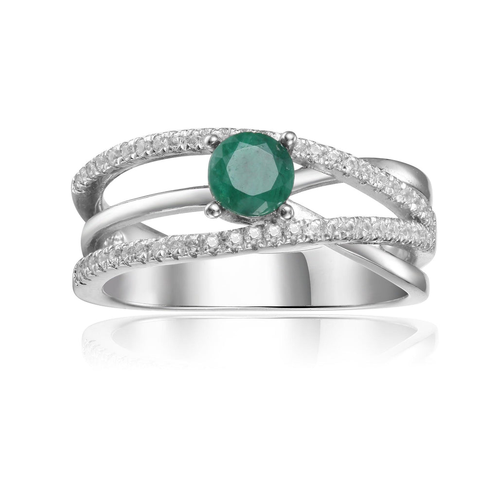 Ornate Round cut Genuine Emerald Ring