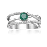 Emerald Split Band Fashion Ring