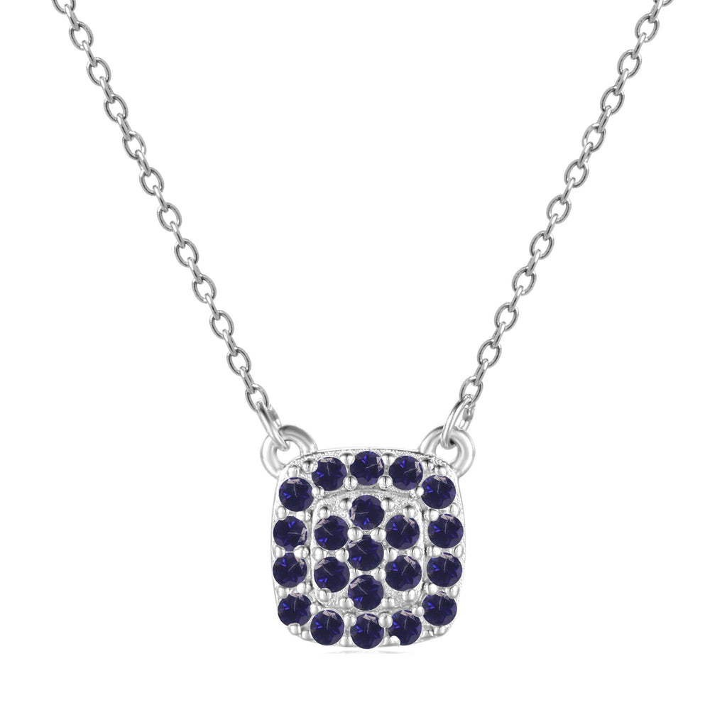 Blue Sapphire Encrusted Pendant Necklace - FineColorJewels
