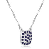 Silver Sapphire Cluster Pendant Women Sapphire Necklace Blue Sapphire Encrusted Pendant Necklace - FineColorJewels