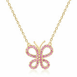 Ruby Butterfly Necklace - FineColorJewels